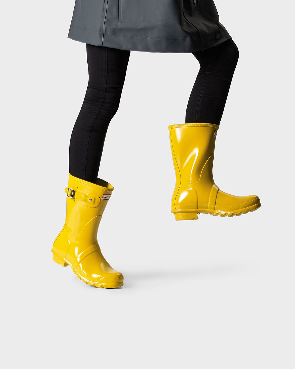 Hunter Original Gloss Short Rain Boots - Outlet Store Womens Yellow - UBNYHV578